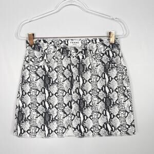 Frame Size 26 Le Mini Python Denim Skirt White Black Snakeprint Womens Cotton